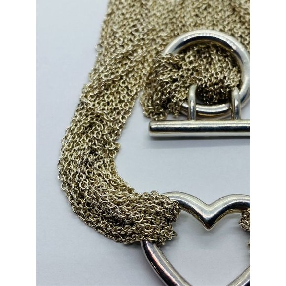 SOLD!!! TIFFANY & CO. STERLING SILVER 925 OPEN HEART MULTI-STRAND TOGGLE CLASP - Picture 4 of 11